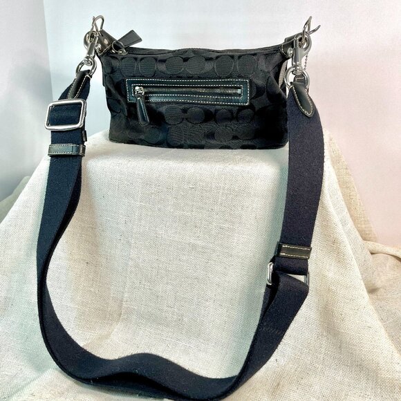 Coach 6044 Signature Jacquard Black Demi Baguette Canvas & Leather Y2K Vintage - Picture 13 of 13